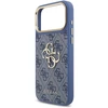 Dėklas Guess PU Leather 4G Metal Logo Gold Frame Case for iPhone 18 Pro Max Mėlyna