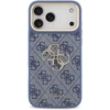 Dėklas Guess PU Leather 4G Metal Logo Gold Frame Case for iPhone 18 Pro Max Mėlyna