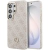 Guess PU Leather 4G Strass Logo Gold Frame Magnetic dėklas skirtas Samsung Galaxy S26 Ultra rožinės spalvos