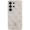 Guess PU Leather 4G Strass Logo Gold Frame Magnetic dėklas skirtas Samsung Galaxy S26 Ultra rožinės spalvos