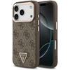 Dėklas Guess PU Leather 4G Strass Triangle Logo Gold Frame MagSafe Case for iPhone 18 Pro Brown