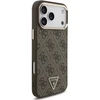 Guess PU odos 4G Strass trikampio logotipo auksinio rėmelio „MagSafe“ dėklas, skirtas „iPhone 18 Pro Max“, rudas