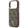 Dėklas Guess PU Leather 4G Strass Triangle Logo Gold Frame MagSafe Case for iPhone 18 Pro Brown