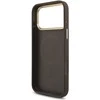 Guess PU Leather 4G Strass Triangle Logo Gold Frame MagSafe dėklas skirtas Apple iPhone 17 Pro Max rudos spalvos