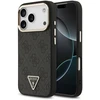 Dėklas Guess PU Leather 4G Strass Triangle Logo Gold Frame MagSafe Case for iPhone 18 Pro Juodas