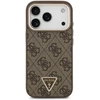 Dėklas Guess PU Leather 4G Strass Triangle Logo Gold Frame MagSafe Case for iPhone 18 Pro Brown