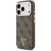 Dėklas Guess PU Leather 4G Strass Triangle Logo Gold Frame MagSafe Case for iPhone 18 Pro Brown
