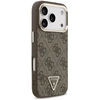 Dėklas Guess PU Leather 4G Strass Triangle Logo Gold Frame MagSafe Case for iPhone 18 Pro Brown