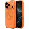 Guess PU Perforated 4G Logo MagSafe dėklas skirtas Apple iPhone 17 Pro oranžinės spalvos