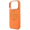 Guess PU Perforated 4G Logo MagSafe dėklas skirtas Apple iPhone 17 Pro oranžinės spalvos