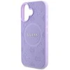 Guess Saffiano Peony Stamp MagSafe Apple iPhone 16 dėklas telefonui violetinės spalvos