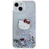 Hello Kitty HKHCP15SLIKHET Apple iPhone 15 /14 / 13 6.1" sidabro spalvos kietas dėklas su skystų blizgučių pakabukais rinkinys