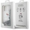 Apple iPhone 15 Pro Max Hello Kitty dėklas Liquid Glitter Charms Kitty Head (HKHCP15XLIKHET) sidabrinės spalvos