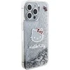 Apple iPhone 15 Pro Max Hello Kitty dėklas Liquid Glitter Charms Kitty Head (HKHCP15XLIKHET) sidabrinės spalvos