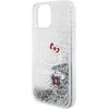 Apple iPhone 13 / 14 / 15 Hello Kitty dėklas Liquid Glitter Charms Kitty Head (HKHCP15SLIKHET) sidabrinės spalvos
