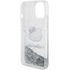 Apple iPhone 13 / 14 / 15 Hello Kitty dėklas Liquid Glitter Charms Kitty Head (HKHCP15SLIKHET) sidabrinės spalvos
