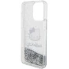 Apple iPhone 15 Pro Max Hello Kitty dėklas Liquid Glitter Charms Kitty Head (HKHCP15XLIKHET) sidabrinės spalvos