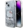 Apple iPhone 13 / 14 / 15 Hello Kitty dėklas Liquid Glitter Charms Kitty Head (HKHCP15SLIKHET) sidabrinės spalvos