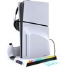 iPega P5S006 daugiafunkcis įkrovimo RGB stovas su aušinimu, skirtas PS5 Slim Baltas