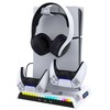 iPega P5S006 daugiafunkcis įkrovimo RGB stovas su aušinimu, skirtas PS5 Slim Baltas