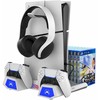 iPega P5S023 daugiafunkcis įkrovimo RGB stovas su aušinimu, skirtas PS5/PS5 plonas baltas