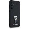 Samsung Galaxy A35 5G Karl Lagerfeld dėklas Fixed Glitter Ikonik Logo Metal Pin (KLHCSA35GKNPSK) juodos spalvos