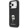 Karl Lagerfeld Fixed Glitter Metal Ikonik dėklas skirtas Apple iPhone 17 Pro juodos spalvos