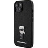 Karl Lagerfeld KLHCP15SGKNPSK Apple iPhone 15/ 14 / 13 6.1″ juodos spalvos kietas dėklas Fixed Glitter Ikonik Log