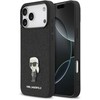 Karl Lagerfeld Fixed Glitter Metal Ikonik dėklas skirtas Apple iPhone 17 Pro Max juodos spalvos