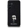Samsung Galaxy A35 5G Karl Lagerfeld dėklas Fixed Glitter Ikonik Logo Metal Pin (KLHCSA35GKNPSK) juodos spalvos