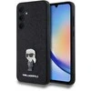 Samsung Galaxy A35 5G Karl Lagerfeld dėklas Fixed Glitter Ikonik Logo Metal Pin (KLHCSA35GKNPSK) juodos spalvos