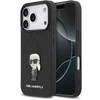 Karl Lagerfeld Fixed Glitter Metal Ikonik dėklas skirtas Apple iPhone 17 Pro juodos spalvos