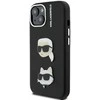 Karl Lagerfeld Grained PU K&CH Heads dėklas skirtas Apple iPhone 15 juodos spalvos