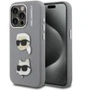 Karl Lagerfeld Grained PU K&CH Heads dėklas skirtas Apple iPhone 15 Pro pilkos spalvos