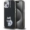 Karl Lagerfeld IML Aquarelle Choupette dėklas Apple iPhone 15 juodos spalvos