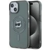 Karl Lagerfeld IML Choupette Head Metal Frame MagSafe dėklas telefonui Apple iPhone 15 juodos spalvos