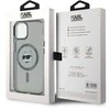 Karl Lagerfeld IML Choupette Head Metal Frame MagSafe dėklas telefonui Apple iPhone 15 juodos spalvos