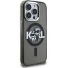 Karl Lagerfeld IML Glitter Karl and Choupette Sketch MagSafe dėklas Apple iPhone 15 Pro Max juodos spalvos