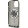 Karl Lagerfeld IML Glitter Karl and Choupette Sketch MagSafe dėklas Apple iPhone 15 juodos spalvos