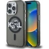 Karl Lagerfeld IML Glitter Karl and Choupette Sketch MagSafe dėklas Apple iPhone 15 Pro juodos spalvos