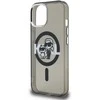 Karl Lagerfeld IML Glitter Karl and Choupette Sketch MagSafe dėklas Apple iPhone 15 juodos spalvos