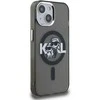Karl Lagerfeld IML Glitter Karl and Choupette Sketch MagSafe dėklas Apple iPhone 15 juodos spalvos