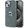 Karl Lagerfeld IML Karl Head Metal Frame MagSafe dėklas telefonui Apple iPhone 15 juodos spalvos