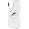 Karl Lagerfeld KLHMP15SHLSKCH Apple iPhone 15 6.1″ baltos spalvos kietas dėklas IML Metal Karl&Choupette Head Mag