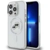 Karl Lagerfeld KLHMP14XHLSKCH Apple iPhone 14 Pro Max 6.7" dėklas telefonui baltos spalvos IML Metal Karl&amp;Choupette Head MagSafe