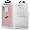 Karl Lagerfeld IML K&CH Heads Repeated Logo MagSafe dėklas Apple iPhone 15 Pro Max rožinės spalvos