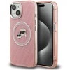 Karl Lagerfeld IML K&amp;CH Heads Repeated Logo MagSafe dėklas Apple iPhone 15 rožinės spalvos