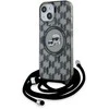 Apple iPhone 13 / 14 / 15 Karl Lagerfeld Hardcase IML Crossbody Monogram Karl &amp; Choupette Head MagSafe (KLHMP15SHCKCKLCK) dėklas telefonui juodos spalvos