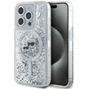 Karl Lagerfeld Liquid Glitter Karl and Choupette Heads MagSafe dėklas telefonui Apple iPhone 15 Pro skaidrus