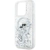 Karl Lagerfeld Liquid Glitter Karl and Choupette Heads MagSafe dėklas telefonui Apple iPhone 15 Pro Max skaidrus
